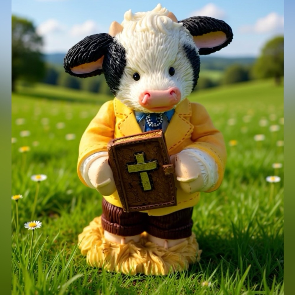 Mary’s Moo Moos 1998 "Peace Be With Moo"  Preacher Figurine #372420 NWOB Enesco